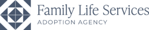 Logo for Family Life Services Adoption Agency with a geometric square icon.